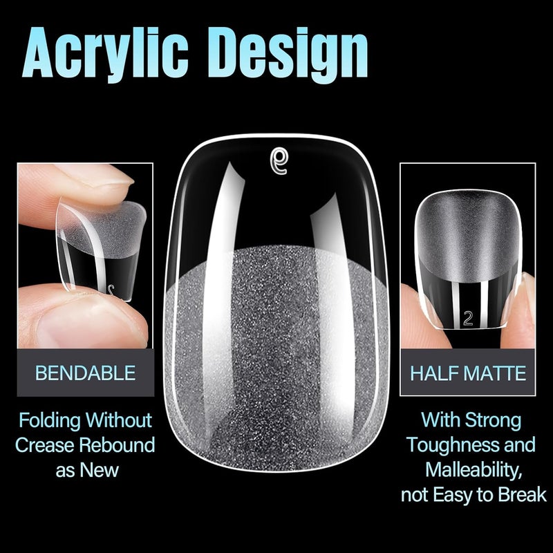 TOMICCA Extra Short Square Nail Tips,15 Sizes 240Pcs Squoval Fake Nails Half Matte Acrylic Gel Nail Tips Full Cover False Nails for Nail Extension Home DIY Salon - Image 4